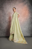 Vsaree Pista Soft Mulberry Silk Saree With Silver And Gold Zari Weaving Linning With Pattern Weaved Border With Blouse