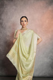 Vsaree Pista Soft Mulberry Silk Saree With Silver And Gold Zari Weaving Linning With Pattern Weaved Border With Blouse