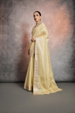 Vsaree Yellow Soft Mulberry Silk Saree With Silver And Gold Zari Weaving Linning With Pattern Weaved Border With Blouse