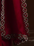 Vsaree Red Satin Chiffon Stone Work Saree With Pallu And Stone Work Satin Chiffon Blouse