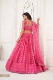 WOMEN'S PINK BUTTERFLY NET WITH SEQUINS AND EMBROIDERY WORK LEHENGA CHOLI FOR PARTY WEAR