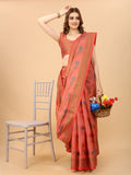 Vsaree Banarasi Cotton Blend Saree With Designer Border And Blouse