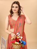 Vsaree Banarasi Cotton Blend Saree With Designer Border And Blouse