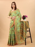 Vsaree Banarasi Cotton Blend Saree With Designer Border And Blouse