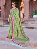 Vsaree Green Cotton Silk Saree Zari Weaving Border And Fancy Pallu With Blouse