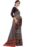 Vsaree Black Soft Cotton Printed Saree With Heavy Border And Designer Saree And Blouse