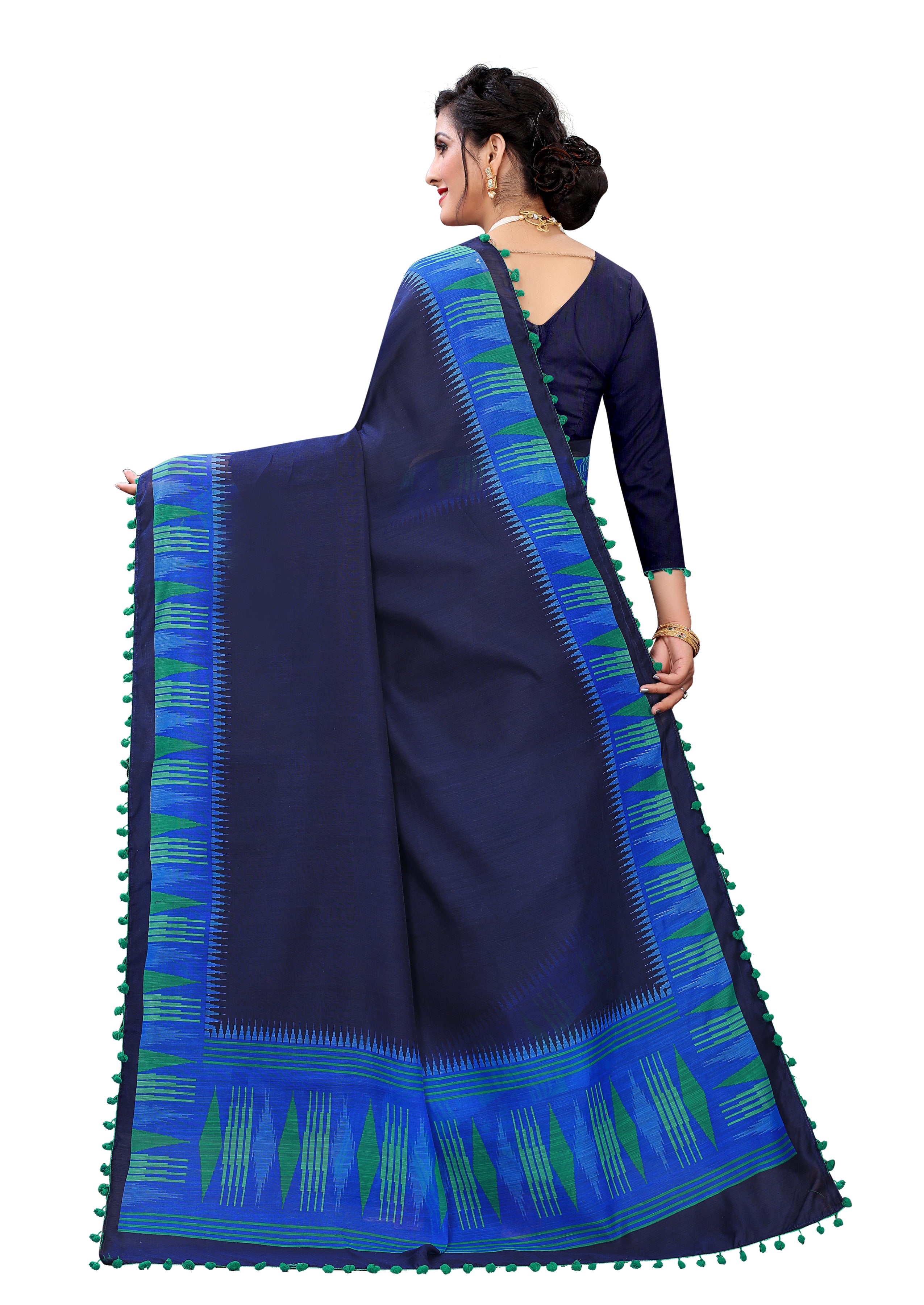 Vsaree Blue Soft Cotton Printed Saree With Heavy Border And Designer Saree And Blouse