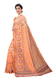 Vsaree Orange Soft Cotton Printed Saree With Heavy Border And Designer Saree And Blouse