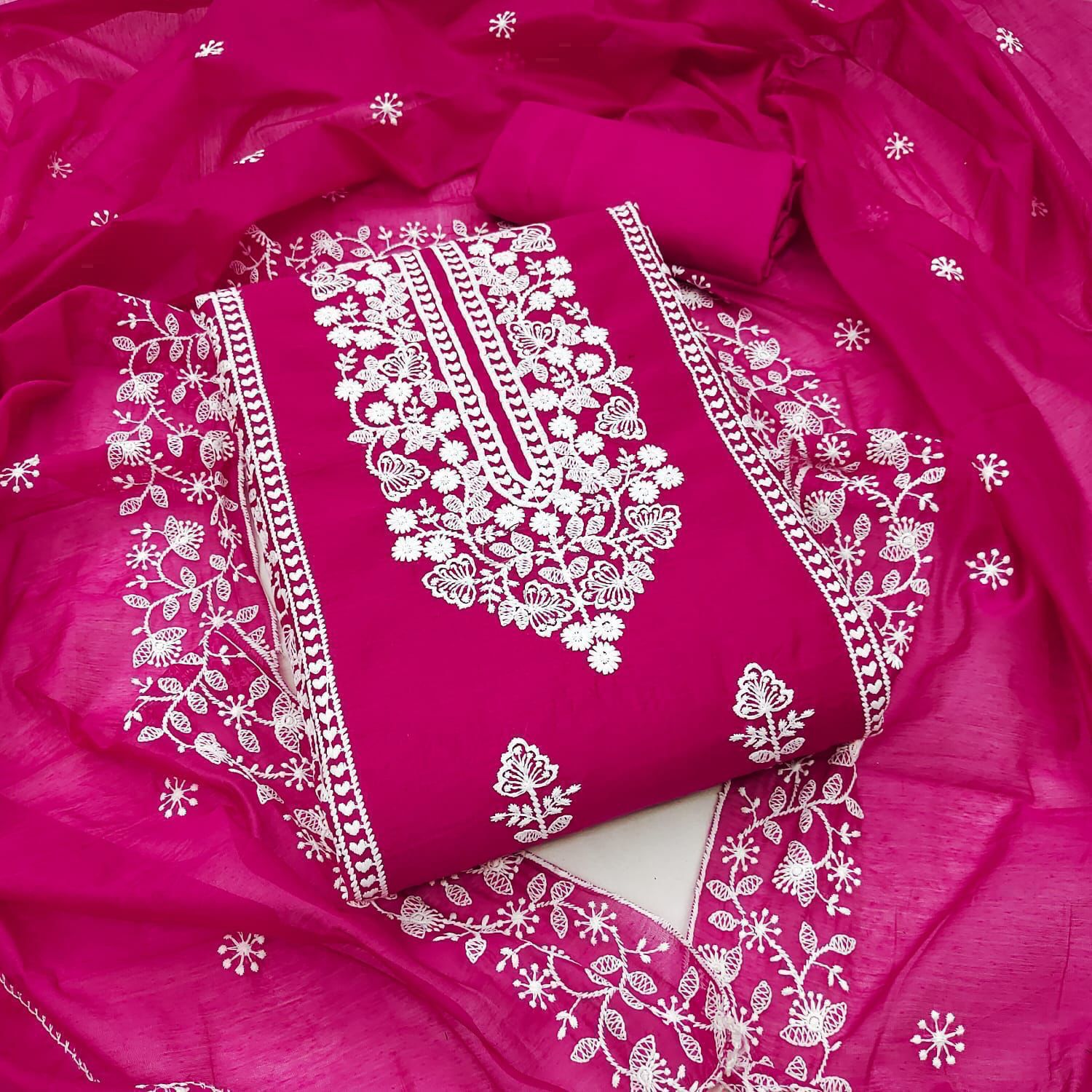 Zooara Pink Color Chanderi Function And Wedding Dress Matrials With Bottom And Dupatta