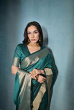 Vsaree Rama Raw Silk Saree With Linning Pattern  With Zari Border And Zari Pallu With Blouse