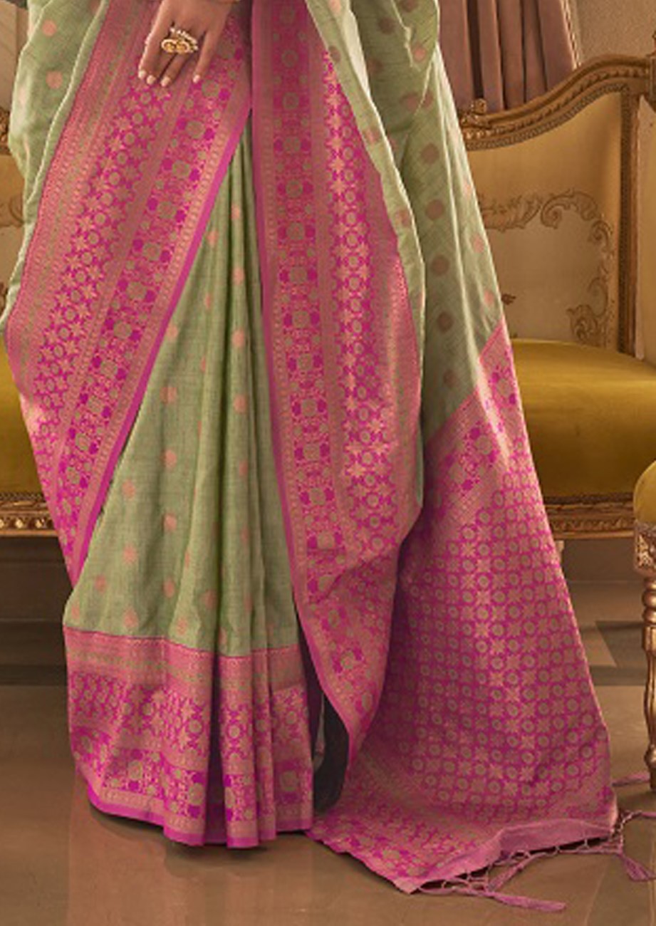 Vsaree Parrot Green Designer Art Silk Saree With Having Rich Pallu And Blouse