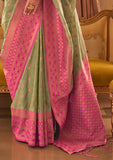 Vsaree Parrot Green Designer Art Silk Saree With Having Rich Pallu And Blouse