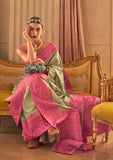 Vsaree Parrot Green Designer Art Silk Saree With Having Rich Pallu And Blouse