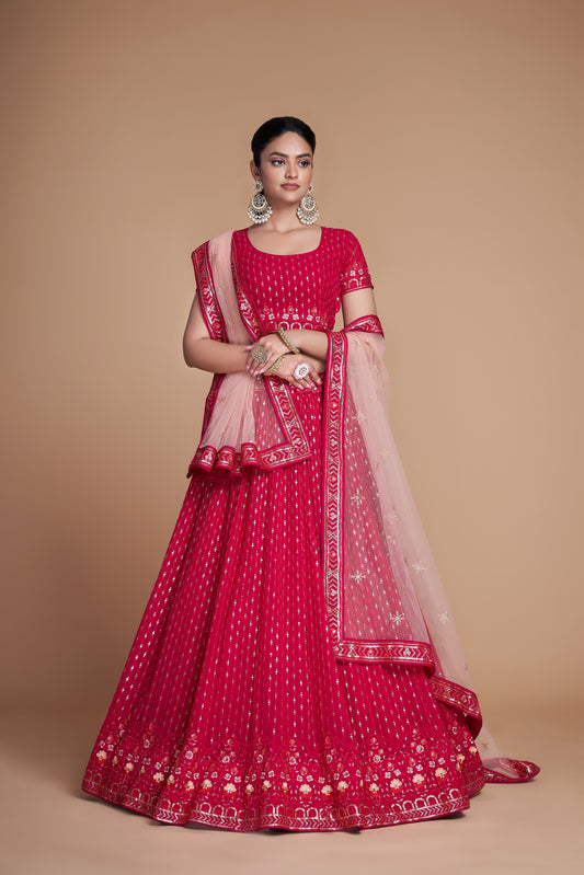 WOMEN'S THREAD & EMBROIDERY WORK GEORGETTE FOR TRADITIONAL LEHENGA CHOLI