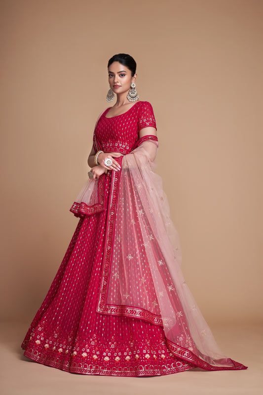 WOMEN'S THREAD & EMBROIDERY WORK GEORGETTE FOR TRADITIONAL LEHENGA CHOLI