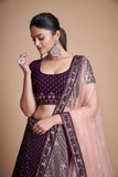 WOMEN'S PURPLE THREAD & EMBROIDERY WORK GEORGETTE FOR TRADITIONAL LEHENGA CHOLI