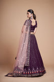 WOMEN'S PURPLE THREAD & EMBROIDERY WORK GEORGETTE FOR TRADITIONAL LEHENGA CHOLI