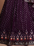 WOMEN'S PURPLE THREAD & EMBROIDERY WORK GEORGETTE FOR TRADITIONAL LEHENGA CHOLI