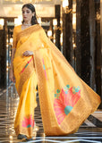 Vsaree Designer Banarasi Soft Silk Saree With Pure Golden Zari Border And Blouse