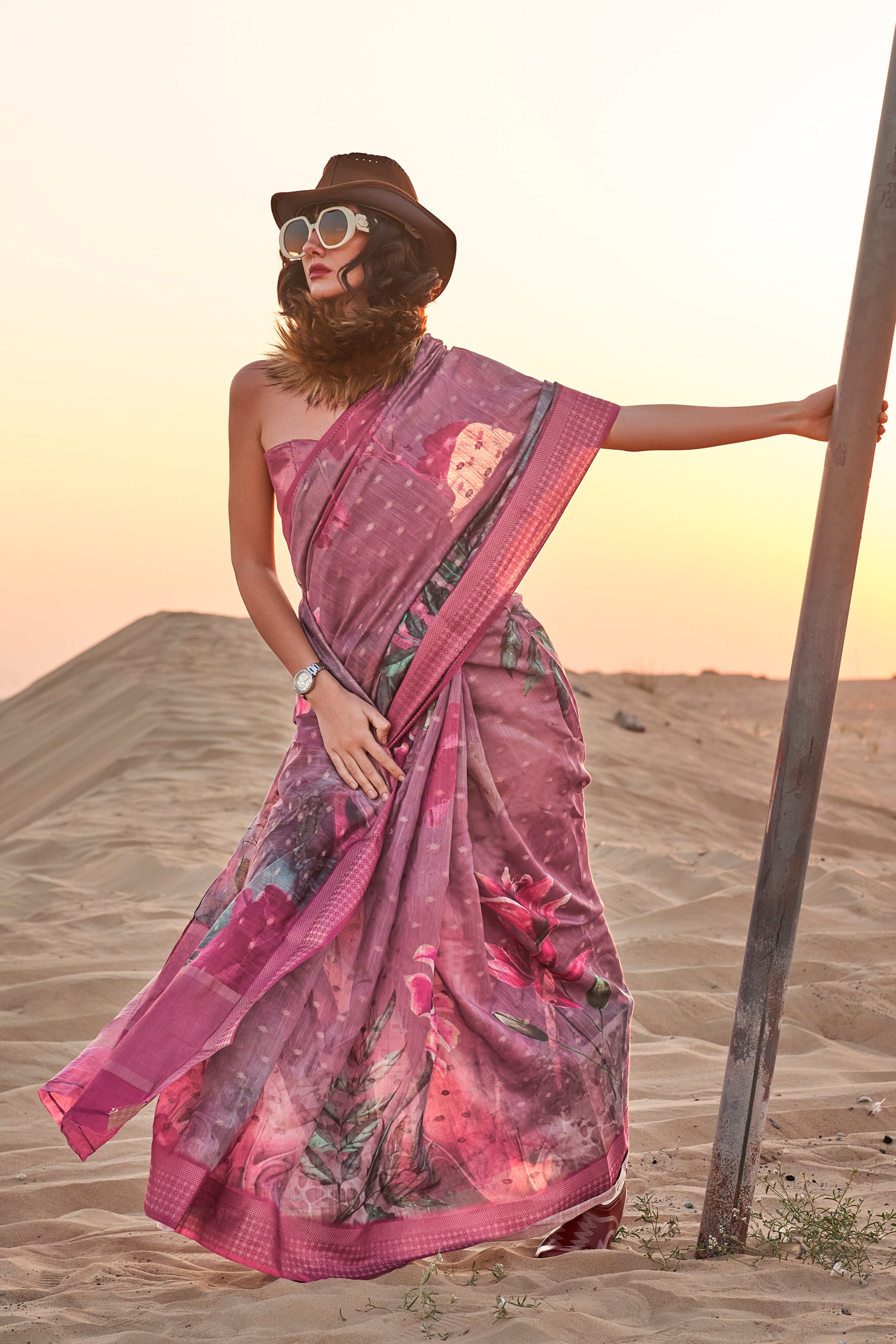 Vsaree Pink Designer Art Silk Saree With Having Rich Pallu And Blouse