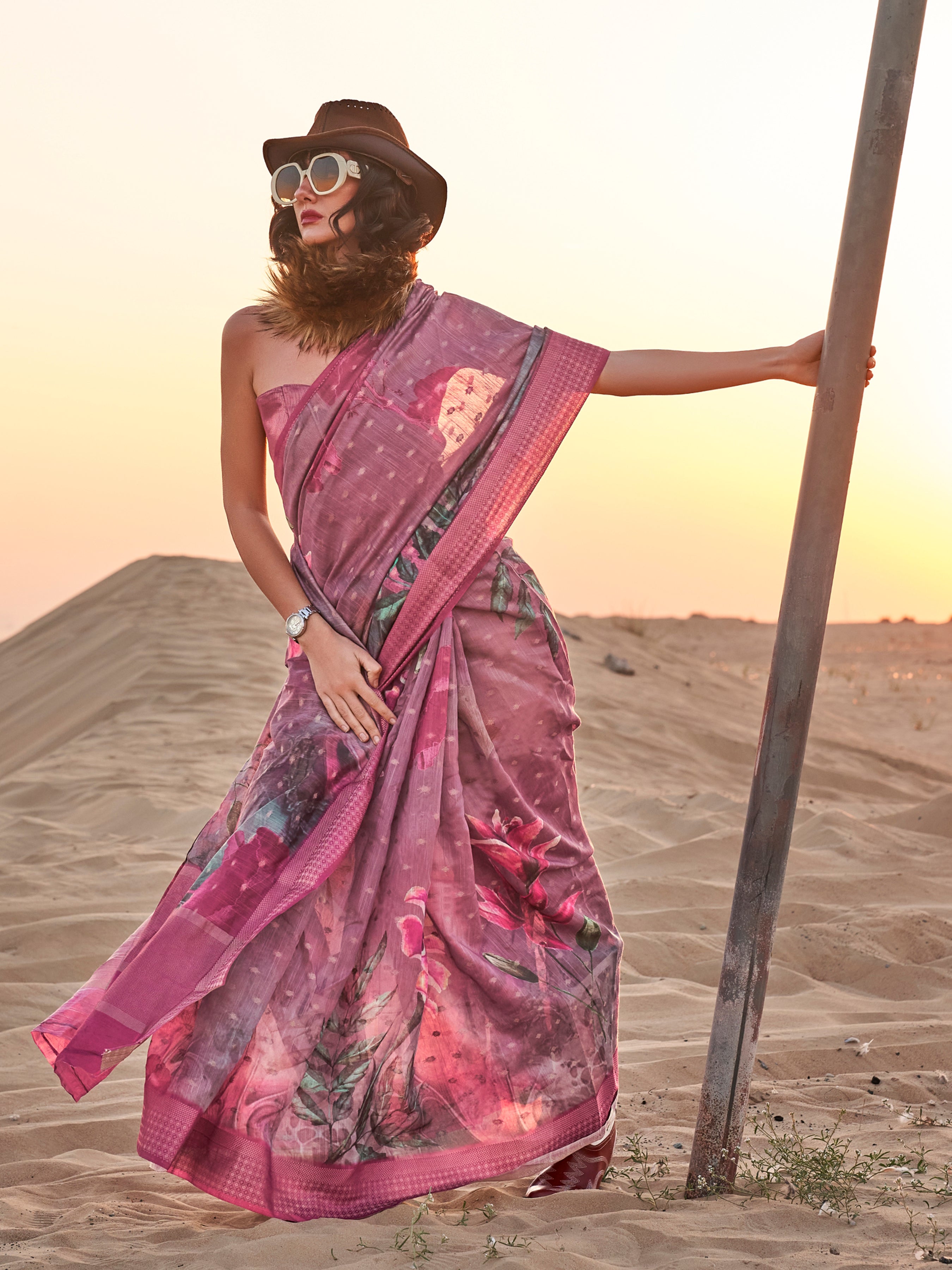 Vsaree Pink Designer Art Silk Saree With Having Rich Pallu And Blouse