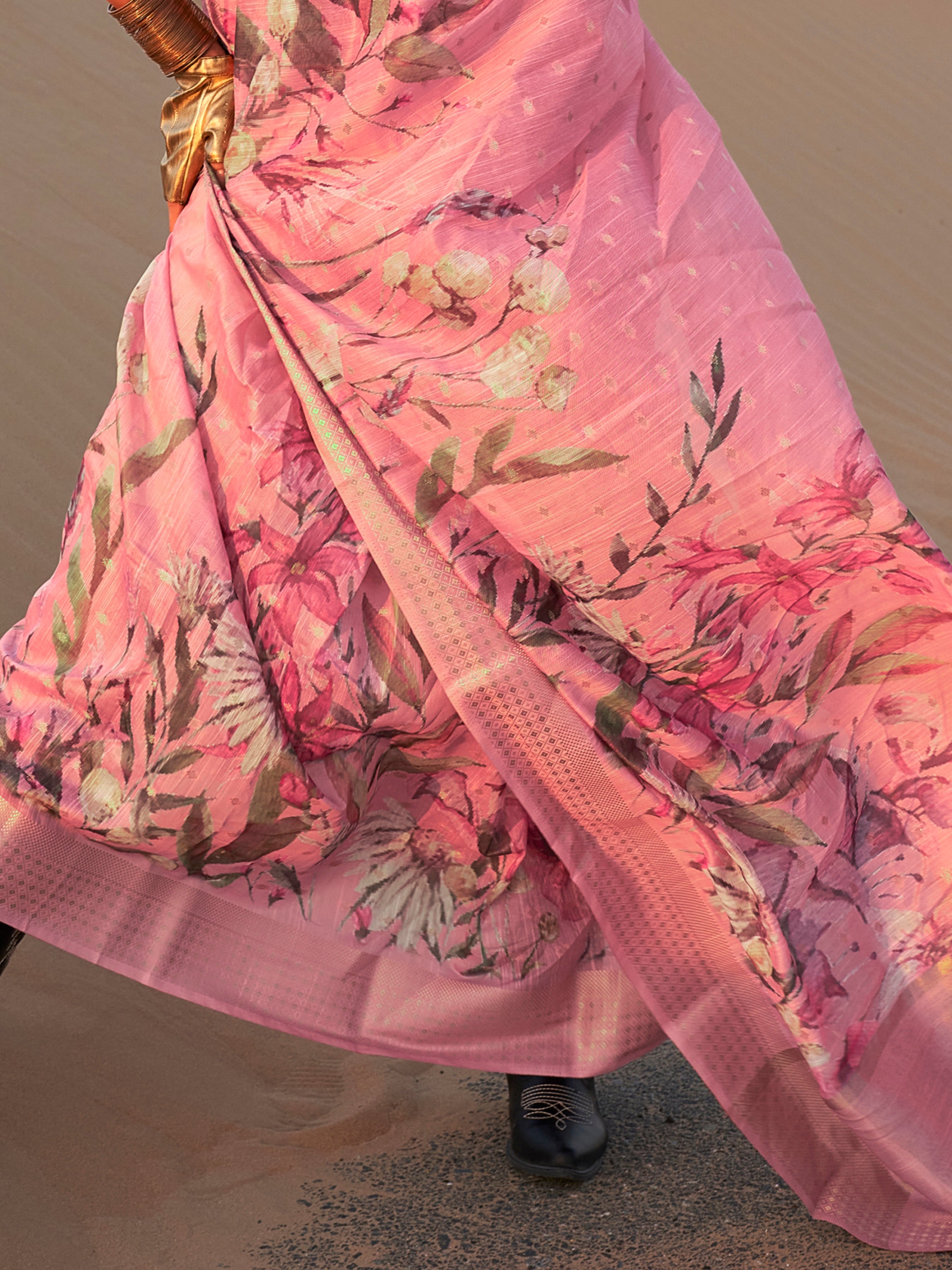 Vsaree Rose Designer Art Silk Saree With Having Rich Pallu And Blouse