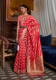 Vsaree Red Banarasi Organza Zari Weaving Border And Hevy Rich Pallu With Blouse