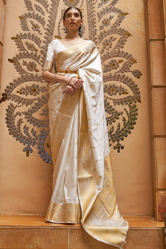 Designer Banarasi Soft Kalandi Silk Saree With Blouse And Heavy Rich Pallu