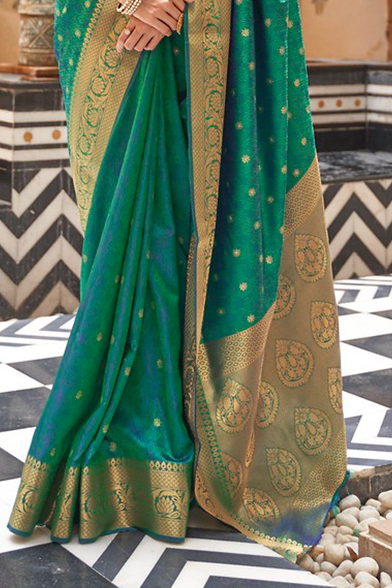 Designer Banarasi Soft Kalandi Silk Saree With Blouse And Heavy Rich Pallu