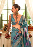 Vsaree Teal Banarasi Silk Golden Border With Banarasi Design Saree And Blouse