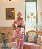 Vsaree Pink Banarasi Silk Designer Saree With Banarasi Border And Blouse