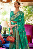 Vsaree Green Banarasi Silk Designer Saree With Banarasi Border And Blouse