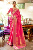 Vsaree Pink Banarasi Silk Designer Saree With Banarasi Border And Blouse