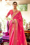 Vsaree Pink Banarasi Silk Designer Saree With Banarasi Border And Blouse