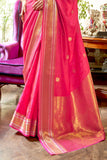 Vsaree Pink Banarasi Silk Designer Saree With Banarasi Border And Blouse