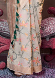 Vsaree Cream Banarasi Silk Designer Saree With Banarasi Border And Blouse