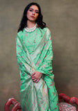 Vsaree Sea Green Banarasi Silk Designer Saree With Banarasi Border And Blouse