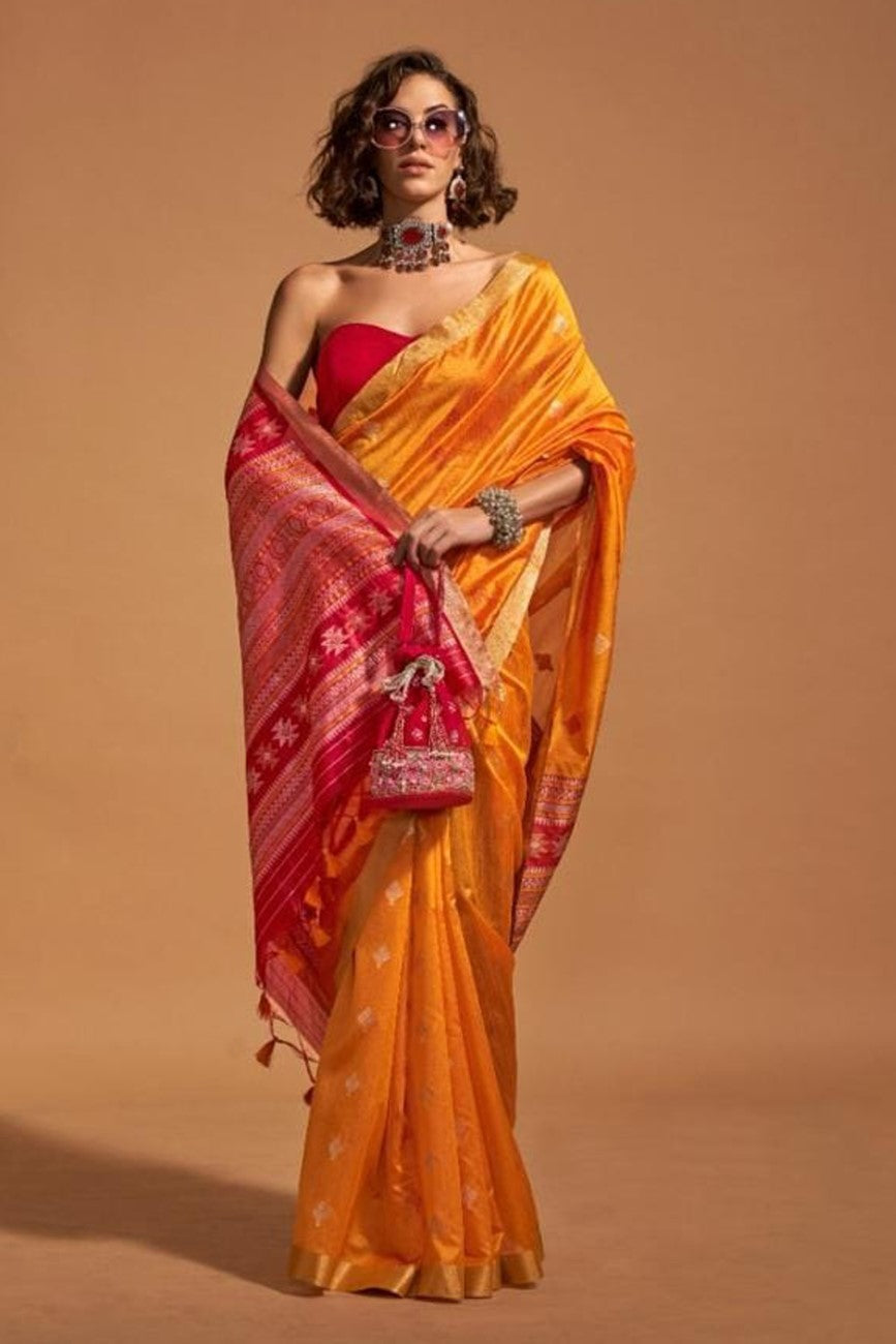 Vsaree Yellow Designer Art Silk Saree With Having Rich Pallu And Blouse