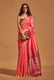 Vsaree Peach Designer Art Silk Saree With Having Rich Pallu And Blouse