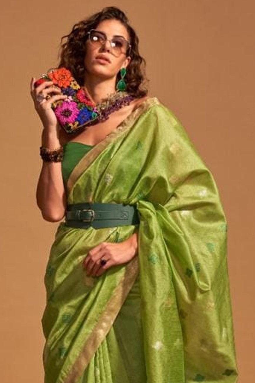 Vsaree Green Designer Art Silk Saree With Having Rich Pallu And Blouse