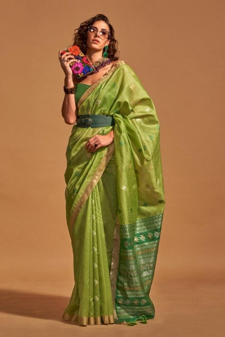 Vsaree Green Designer Art Silk Saree With Having Rich Pallu And Blouse