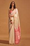 Vsaree Off White Designer Art Silk Saree With Having Rich Pallu And Blouse