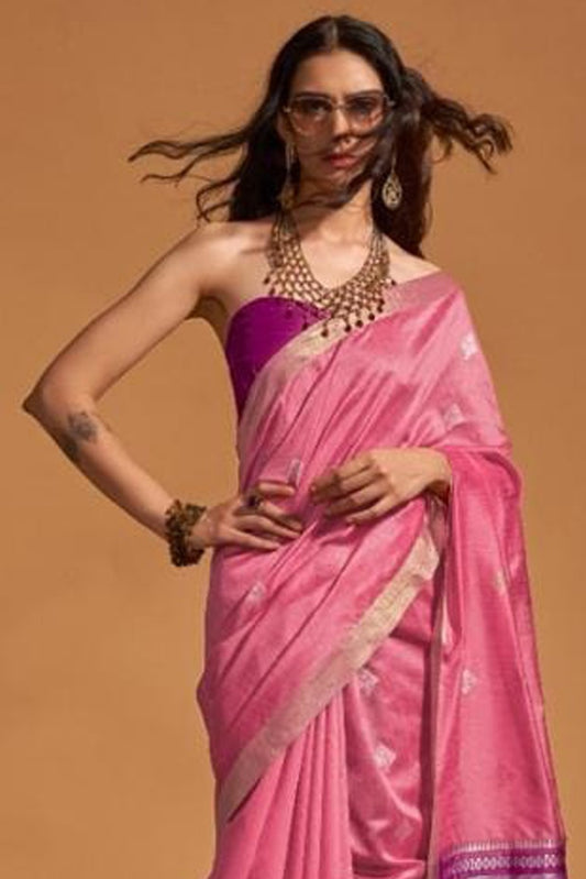 Vsaree Pink Designer Art Silk Saree With Having Rich Pallu And Blouse