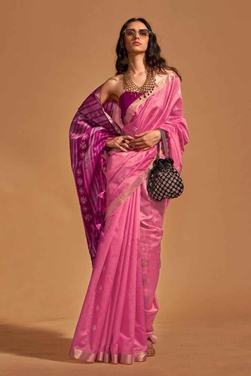 Vsaree Pink Designer Art Silk Saree With Having Rich Pallu And Blouse