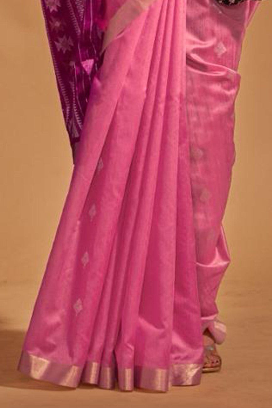 Vsaree Pink Designer Art Silk Saree With Having Rich Pallu And Blouse