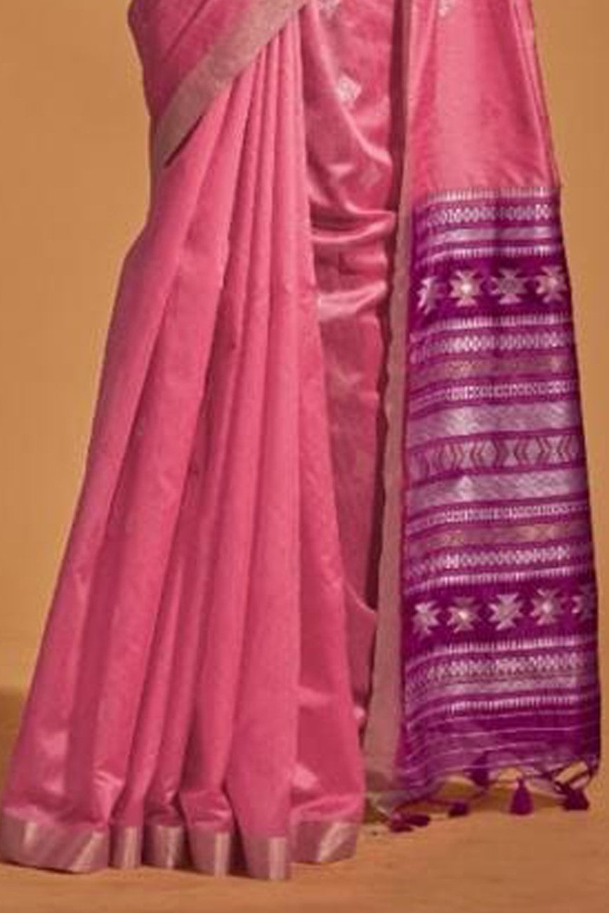 Vsaree Pink Designer Art Silk Saree With Having Rich Pallu And Blouse