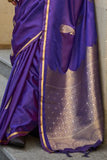 Vsaree Purple Banarasi Satin Silk Zari Weaving Border And Woven Pallu Saree With Blouse For Women