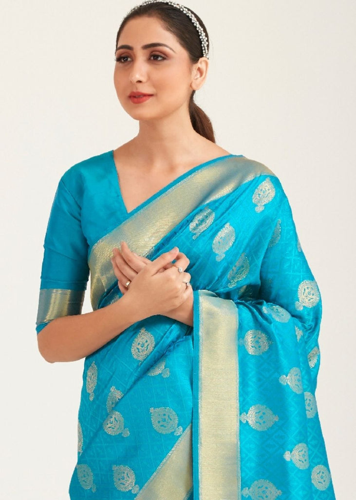 Vsaree Blue Designer Art Silk Saree With Having Rich Pallu And Blouse