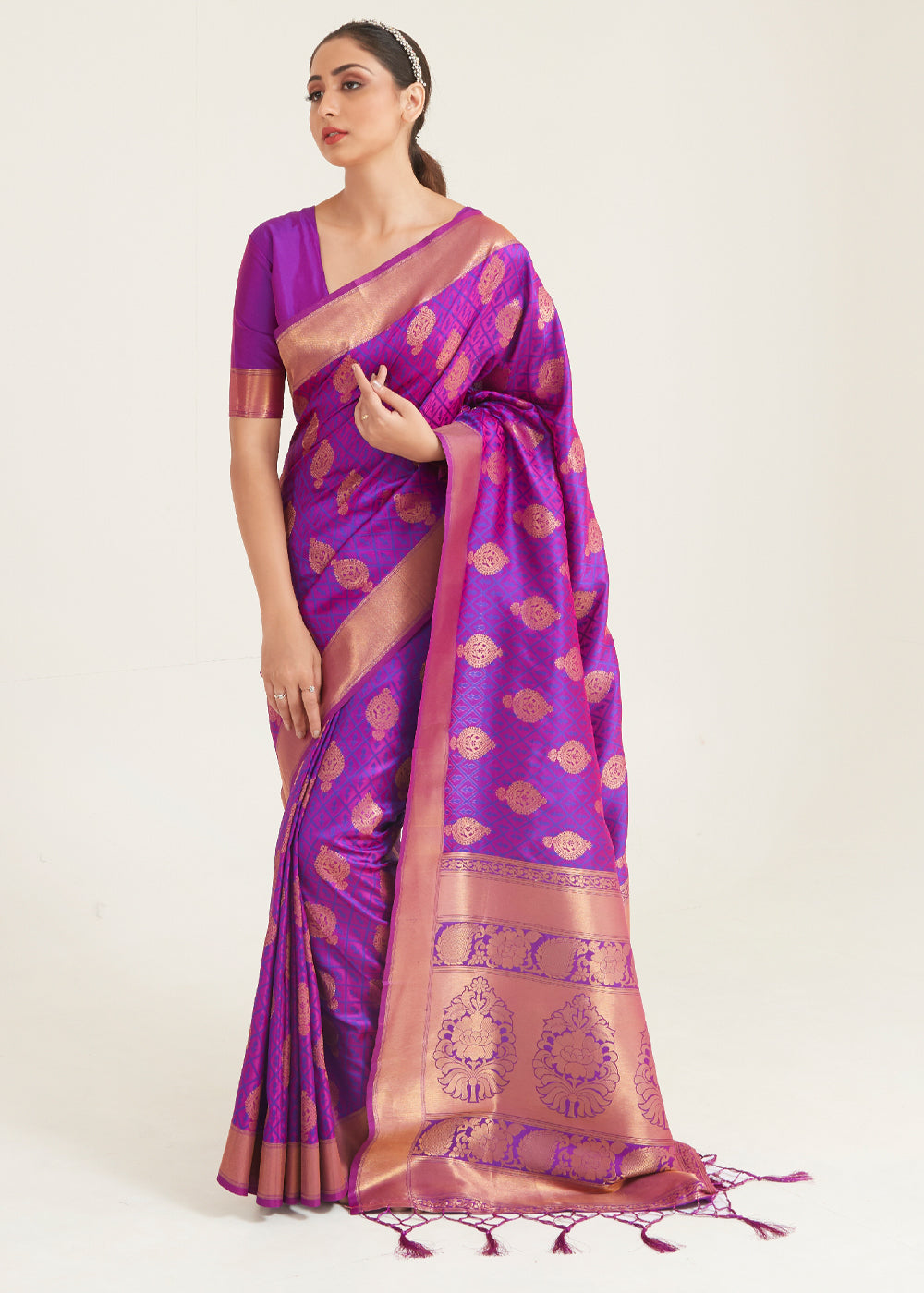 Vsaree Purple Designer Art Silk Saree With Having Rich Pallu And Blouse