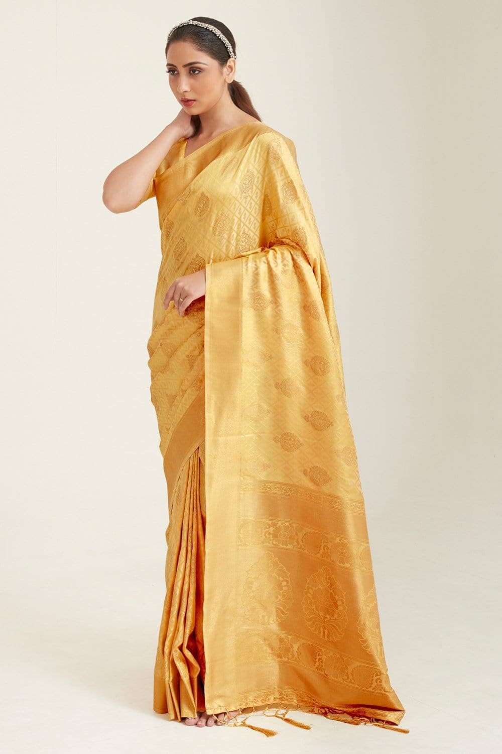 Vsaree Yellow Designer Art Silk Saree With Having Rich Pallu And Blouse